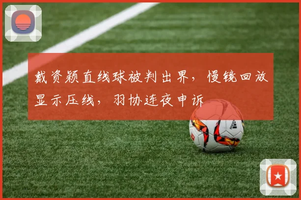 戴资颖直线球被判出界，慢镜回放显示压线，羽协连夜申诉